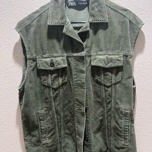 Zara Olive Green Corduroy Vest